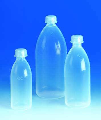 Narrow-mouth bottles, PFA-economy 150 Transparent, supplied with hermetically sealing screw-cap made of ETFE and a moulded-in sealing ring.