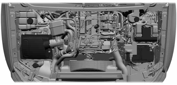 Maintenance E276868 A B C D E F G H Engine coolant reservoir. See Engine Coolant Check (page 249). Engine oil dipstick. See Engine Oil Dipstick (page 247). Engine oil filler cap.
