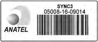 Appendices South Korea China E273475 Radio Frequency Certifications for SYNC 3 Brazil E252722 E282218 E291427 Radio Frequency Certifications