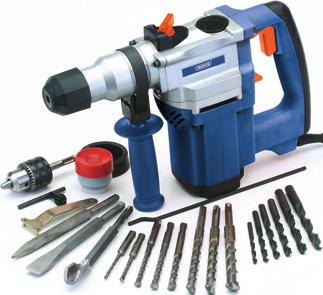 drills 5-8mm, x SDS+ Chisels, 6 x HSS twist drill bits, mm geared chuck, SDS+ chuck adaptor, accessories, carrying case and BS non-rewireable plug and M (approx.) of cable. Display packed. Mild Steel.
