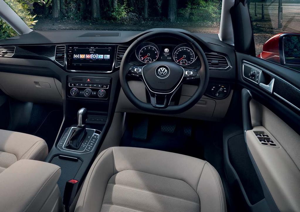 Interior shown is Golf SV GT DSG with optional Discover Navigation Pro touch-screen navigation/dvd infotainment system, Dynaudio Excite soundpack, climate