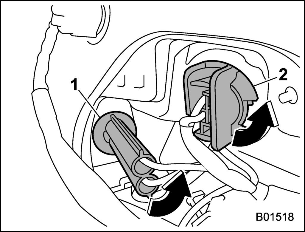 Set the bulb holder into the rear combination light assembly and turn it clockwise until it locks. 6. Securely reposition the trunk trim panel. 7. Reattach the shopping bag hook.! Outback 2.