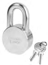 A802LHC Solid Steel Padlocks Case hardened, chrome plated, solid steel bodies resist cutting, sawing and corrosion