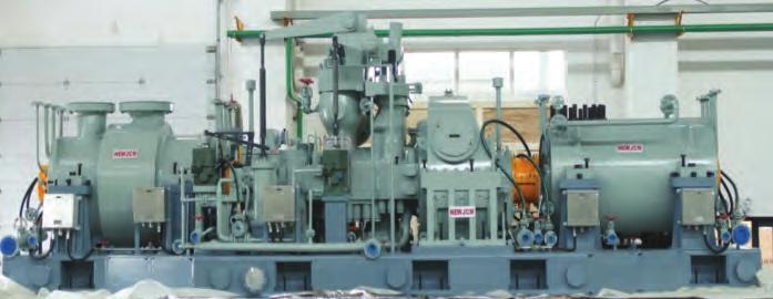 SYNTHESIS GAS COMPRESSOR AND MECHANICAL DRIVE STEAM TURBINE (DOUBLE SHAFT END) The Synthesis Gas compressor train consisted of a low and a high pressure multi-stage barrel type casings.