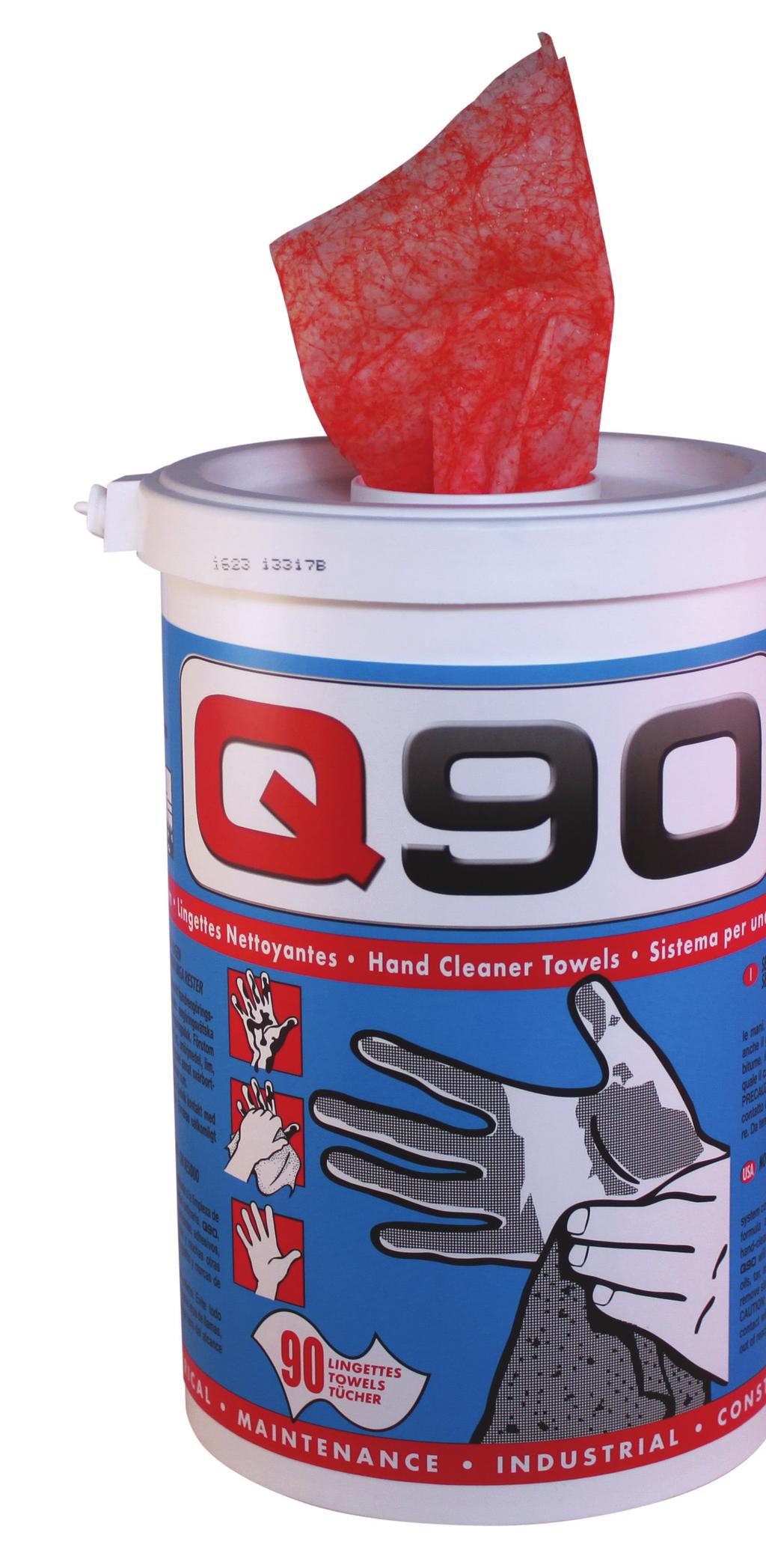 90 no water no soap no residue industrial strength hand wipes Removes oil, grease, wet paint, printing ink & bitumen can also be used on any smooth & nonporous surfaces Product information The