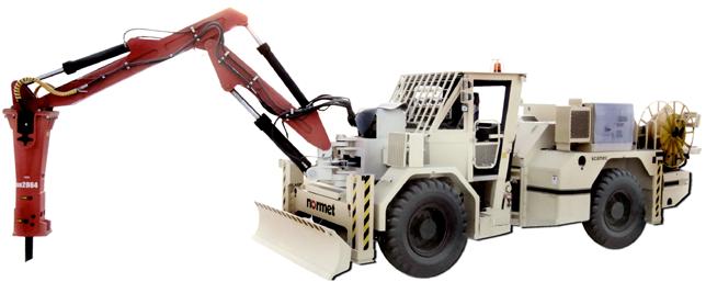 Pictured machine may include options and additional equipment. Features Scamec 2000 Breaker is a self propelled diesel driven unit for mechanized breaking in underground mining and tunnelling.