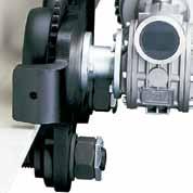 Travel motor with worm gear transmission ensures smooth start and self braking a separate motor brake is not required.