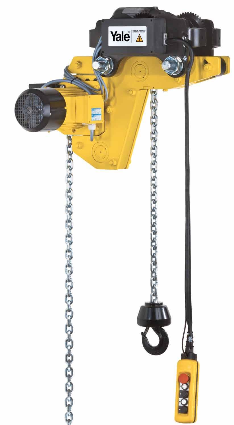 Hoisting Equipment Electric chain hoists Compact planetary gearbox Electric chain hoist with low headroom integrated trolley Zinc-plated Yale load chain All capacities and speeds of the standard