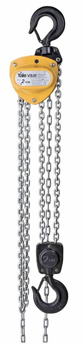 The improved hand chain guide prevents canting or jaing of the hand chain, leading to a smooth running of the chain.