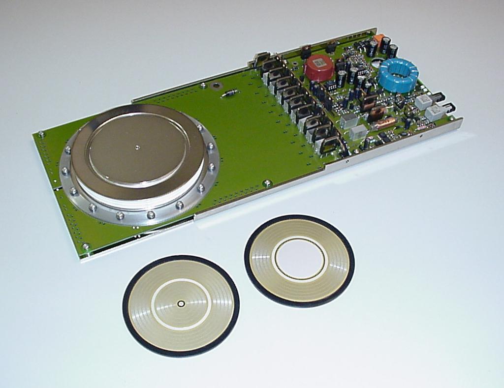 pulse discharge device with integrated driver unit, including a separate asymmetric and reverse conducting wafer 91 mm. [1] several hundred Hertz, the max. pulse rep.