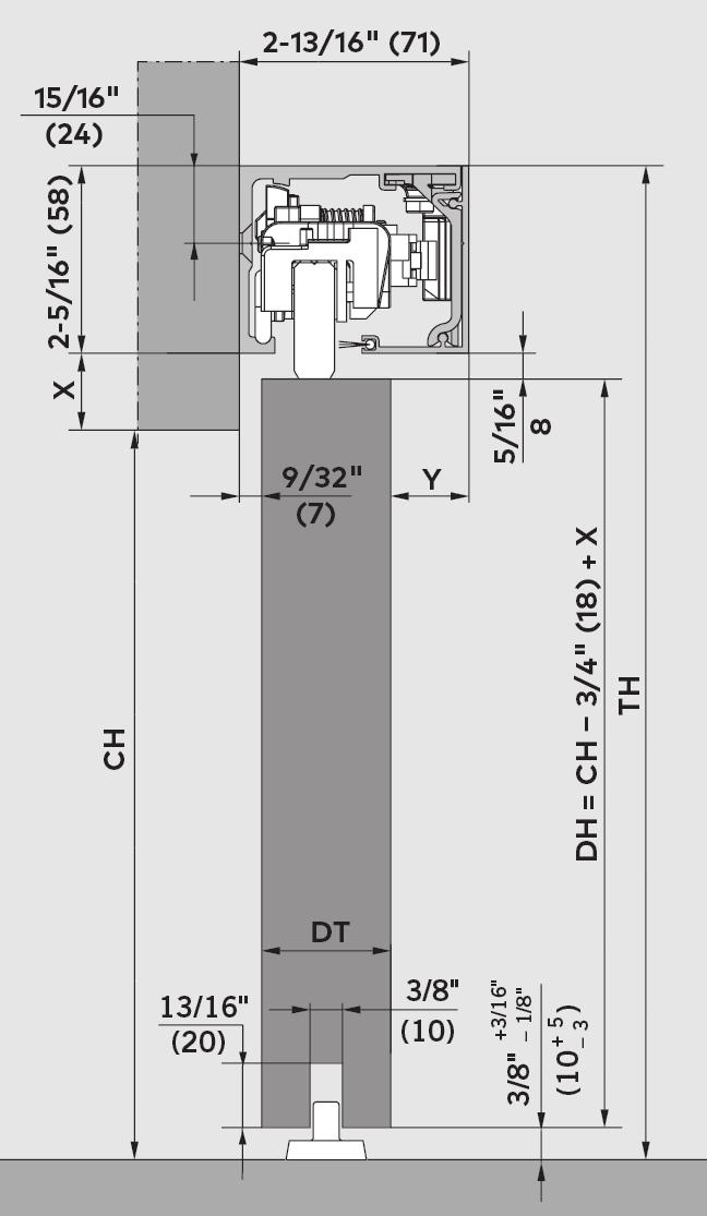 Comfort L 80 DORMOTION (DM) / L 80 Typical assemblies Comfort L 80 DORMOTION (DM) / L 80 Typical assemblies for wood doors TL = 2 x DW TL = 2 DW 1-3/16" (30) 1-3/16" (30) 1-3/16" (30) 1-3/16" (30) CW