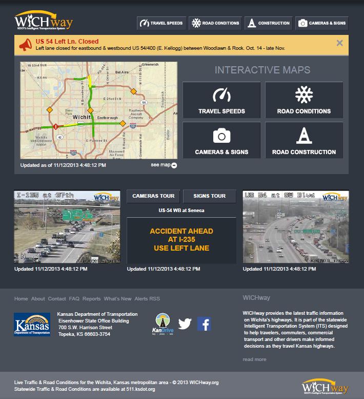 WEBSITE WICHWAY.ORG Wichita s internet gateway to the Traffic Management Center, WICHway.