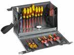 070 071 1091 ELECTRICIANS TOOL CASE 18 pieces Rbust tl case with 18-piece basic assrtment Frm ec-frienly tanne cwhie Carefully prcesse with strng inustrial seams Base insert frm zinc-plate sheet