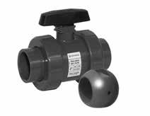 1/2" 3/4" 1" 1-1/4" 1-1/2" 2" END CONN. CTN QTY. TBH SERIES WITH "Z-BALL" TRUE UNION BALL VALVES Drilled ball and o-rings ONLY for use with Sodium Hypochlorite specifically.
