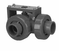 LA SERIES LATERAL THREE-WAY BALL VALVES **ACTUATION READY** One Piece Molded Body Fully Serviceable Rated to 150 PSI True Union Design Integrally Molded Stem Support and Mounting Platform Double