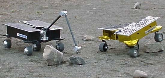 4. Micro5 Series 4.1. Micro5 #1, #2, #3 Based on the basic model, the authors have developed Micro-5 series as test-bed rovers. Figure 5 shows the developed Micro5-#1, and Micro5-#2.