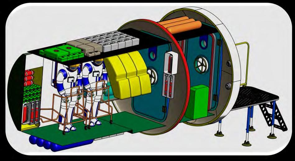 LUNAR BASE OPERATION INFRASTRUCTURE Airlock Module The airlock module is to connect the base indoor premises with lunar surface while providing personnel passage and movement of
