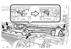 (i) Remove the wiper link / motor assembly. 10mm socket & ratchet (1) Remove the 4 screws (Fig. 1-7).