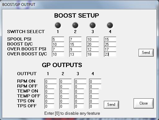 Boost/General Purpose Output Overview 1 2 1. Boost Setup Setup for different selections on the Select-a-Boost (Sold Separately) Spool PSI Set this to the desired boost pressure.