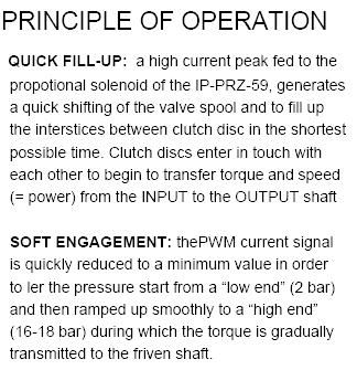 RATION DESCRIPTION Proportional Pressure Reducing Valves are used to generate a variable pressure in response to a PWM Auxiliary (Pulse Valves Width Modulated) current signal.