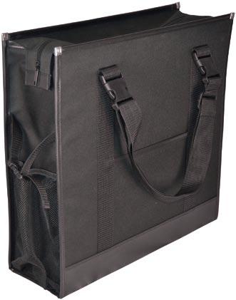 Nine separate compartments! 14¾" x 1½" x 8½" padded inner sleeve is ideal for up to a 17" laptop or canvases with an adjustable Velcro securing strap.