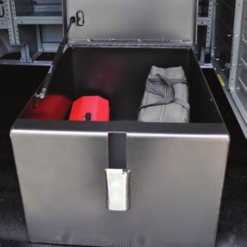 Storage & Files Transit & Transit Connect A CENTER CONSOLE DESK KEEPS ELECTRONICS SECURE AND OUT OF SIGHT. Designed to be mounted in the cab, between the front seats.