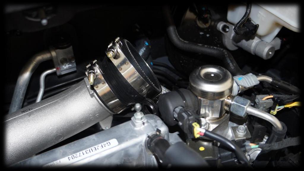 Start by installing the reducer coupler on the turbo inlet pipe and the T-Bolt clamps.