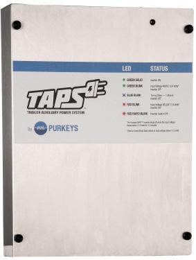TAPS ELECTRIC PALLET JACK CHARGER Purkeys developed the Trailer Auxiliary Power System (TAPS ) to provide 110 VAC power at the back of the trailer so devices can be charged while the vehicle is