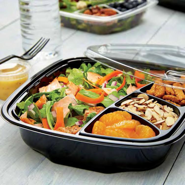 Customize easy stacking and de-nesting bowls with a selection of clear or black tray inserts.