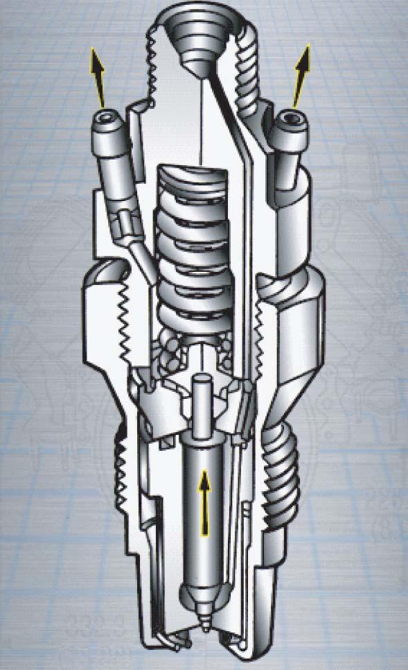 Figure 16-43, Injector Nozzle Components Each nozzle consists of a two-piece body. The upper body element includes the high-pressure inlet and a pair of leak-off ports.