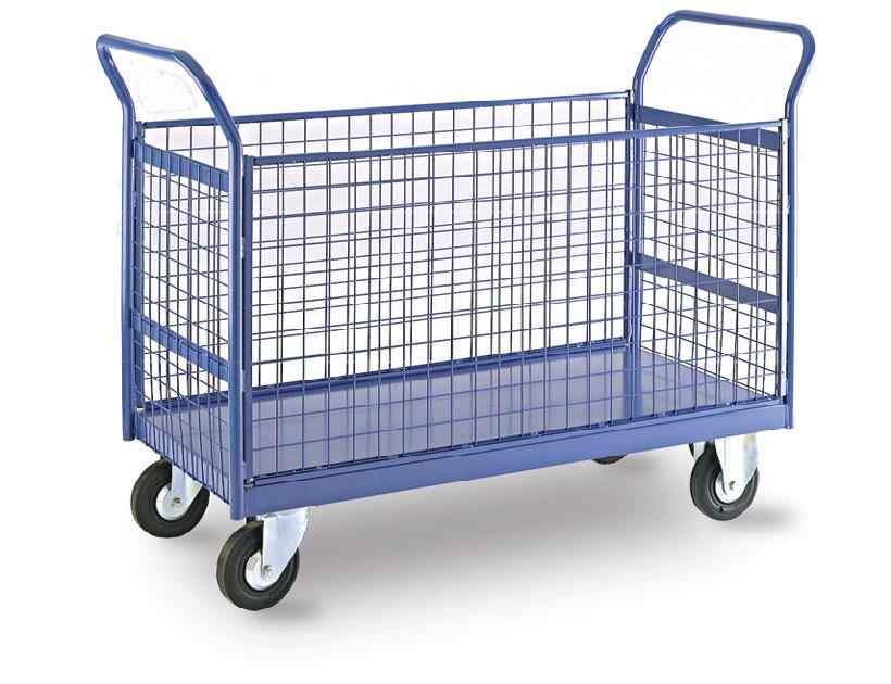 MATERIALS HANDLING EQUIPMENT Sided Trucks Hand trucks with half closed or fully closed sides for load retention and safety. Available with plywood or steel mesh sides.