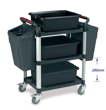00 3 Shelf Trolleys with Drawer and Cabinet Lockable cabinet and drawer, with 4 keys supplied Cabinet