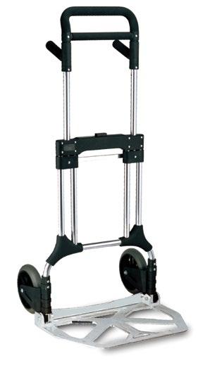 aluminium frame Occupies very little space when folded/collapsed Fitted with rubber cushion wheels Open H x W x D Folded H x W x D Wheels (Ømm) Toeplate W x D 100Kg Telescopic Folding
