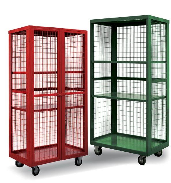 MATERIALS HANDLING EQUIPMENT Mobile Storage Shelving Mobile shelving and transportation system for warehouses, workshop storage and work in transit. Available with or without fitted doors.