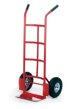 welded steel sack truck fitted with pneumatic tyres ideal for transporting heavier loads over rough terrain.