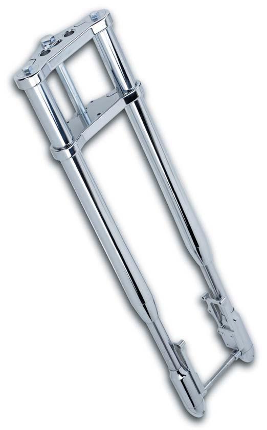 ULTIMA 58MM INVERTED FRONT END ASSEMLY Ultima s Inverted Fork Assemblies feature chrome plated upper tubes and triple trees made from 6061-T6 aluminum, ullet shaped lowers with a completely hidden