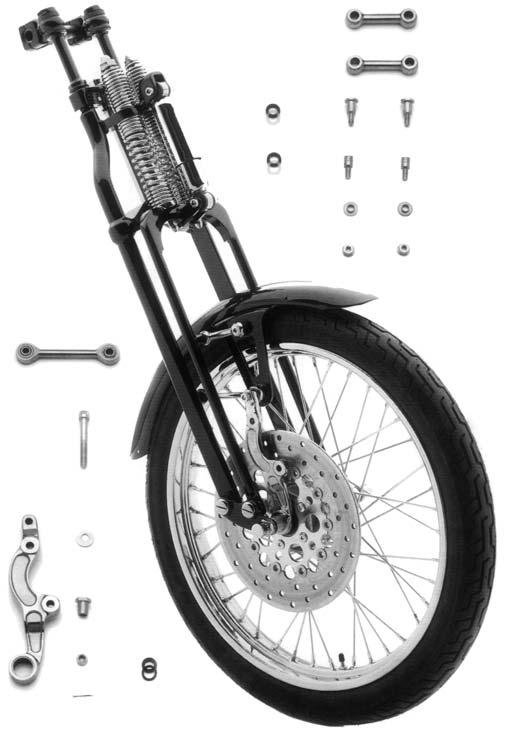 Accepts 21 wheel for FXSTS 1989 & later, FXSTS front fender 1988 thru 1992, and FXSTS front brake, OEM 44077-88D. 117-25 Wide springer with shock; stock length. SOLD EACH Measures 25 total length.