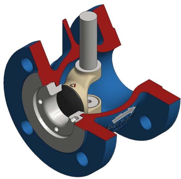Opening direction= Plug closes clockwise Opening angle= 90 Fig.3 Plug movement with double-eccentric arrangement The flow coefficient depends on the opening angle of the valve.