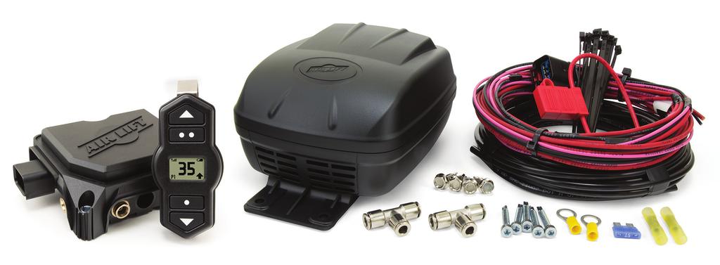 Kit Number 25980 On-Board Air Compressor System with Wireless Controller Smartphone App Introduction WirelessONE components include a wireless controller, manifold, wiring harness, and accessories