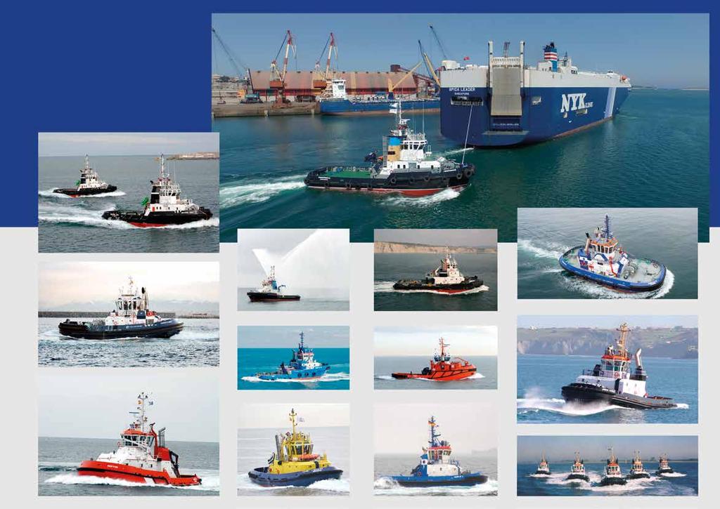 Tugs - Harbour and Sea going tugs. - Escort tugs for terminals. - Emergency Towing units. - Multipurpose tugs used for Rescue, Fire Fighting and Antipollution tugs.
