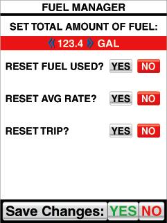 FUEL MANAGER STOP: Your fuel tanks must be activated and set to the proper capacity before the fuel manager will become functional. Refer to Part II: SYSTEM SETUP for further information.