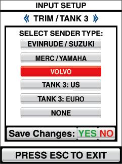 TANK 2 Select the type of level sender connected to Pin 6 on HN0605*. If nothing is connected, select NONE.