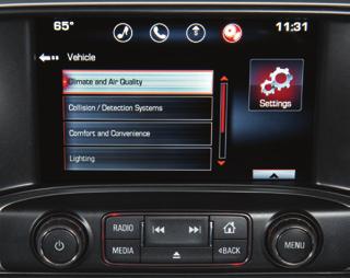 Lock/Unlock/Start. Use the MENU knob or the touch screen to: 1. Select Settings on the home page. 2. Select Vehicle. 3. Select the desired menu item. 4. Select the desired feature and setting.