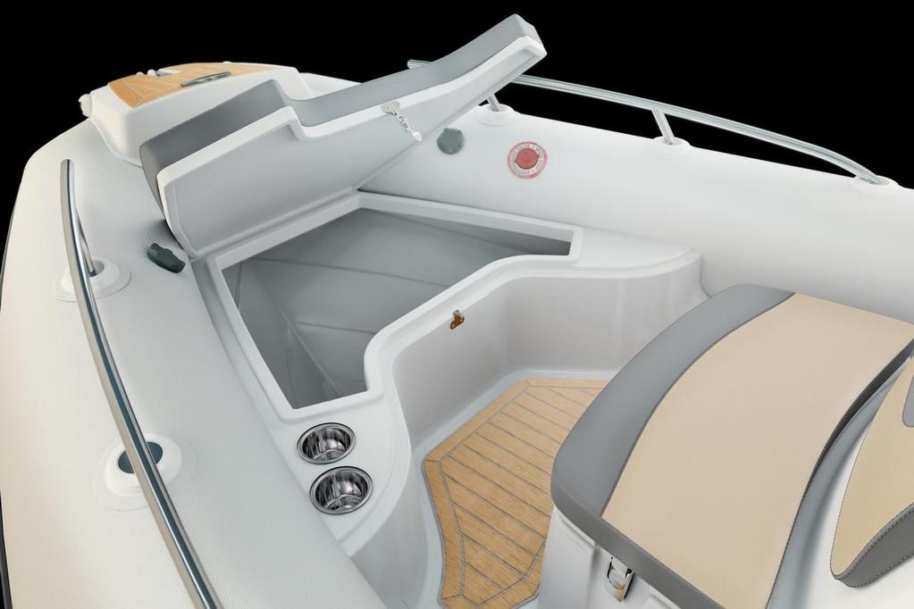 At the Bow The spacious bow seat accommodates 1-2 people and below it is a