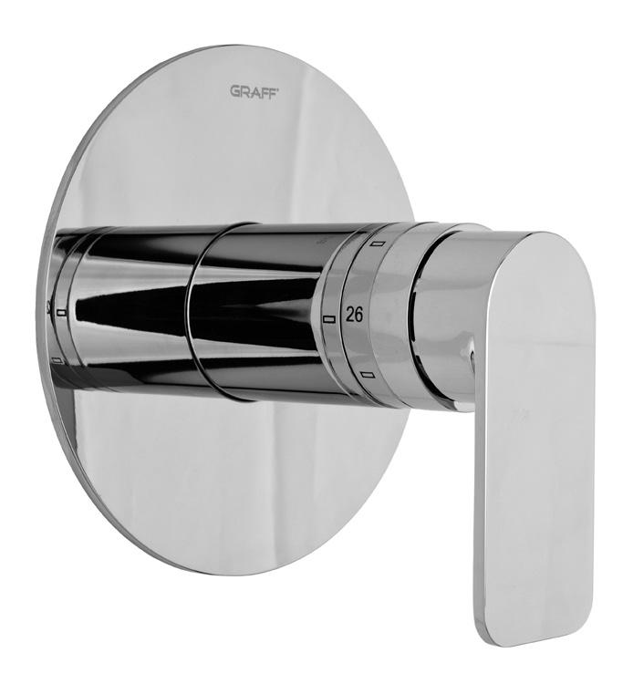 G-8036-LM42S Sento Collection Thermostatic Valve Trim with Handle c u t t i n g Product Features d e s i g n Available Finishes Single metal handle and decorative trim plate Use with G-8000 or G-8005