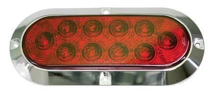 6 Oval Stop, Turn, Tail Light w/ 10 LEDs, Flange Mount - Hard Wired Meets DOT FMVSS 108/SAE