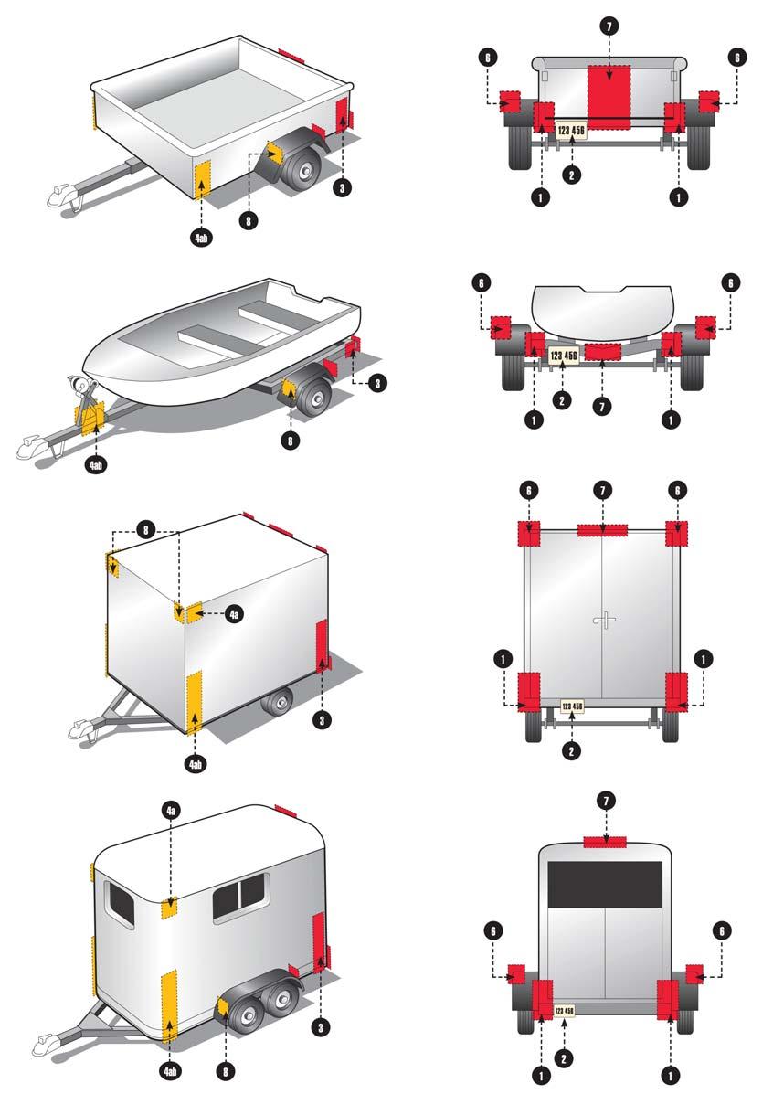 Lighting Requirements Basic Equipment Required on All Trailers 1 Taillamps, Stop Lamps, Rear Turn Signal Lamps, Rear Reflex Reflectors 3 Taillamps, Stop Lamps, Rear Turn Signal Lamps, Rear Reflex
