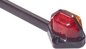 Universal LED Fender Light Shown in amber / red lens with wire cover Shown in
