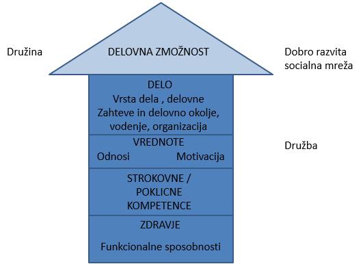 Slika 3.1: Hiša delovne zmožnosti Vir: Ilmarinen v Hasselhorn (2008). Koncept delovne zmožnosti v organizaciji lahko prikažemo kot hišo delovne zmožnosti. Slika prikazuje delavčevo zdravje (1.