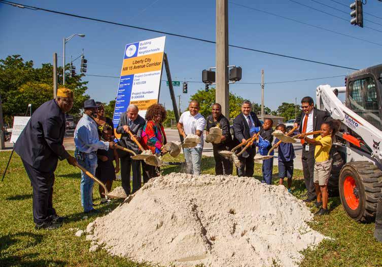 City officials and residents breaking ground for Liberty City North West 15th Avenue corridor project on Nov. 16, 2016.
